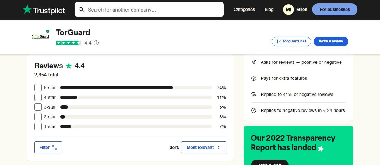 TorGuard Trustpilot