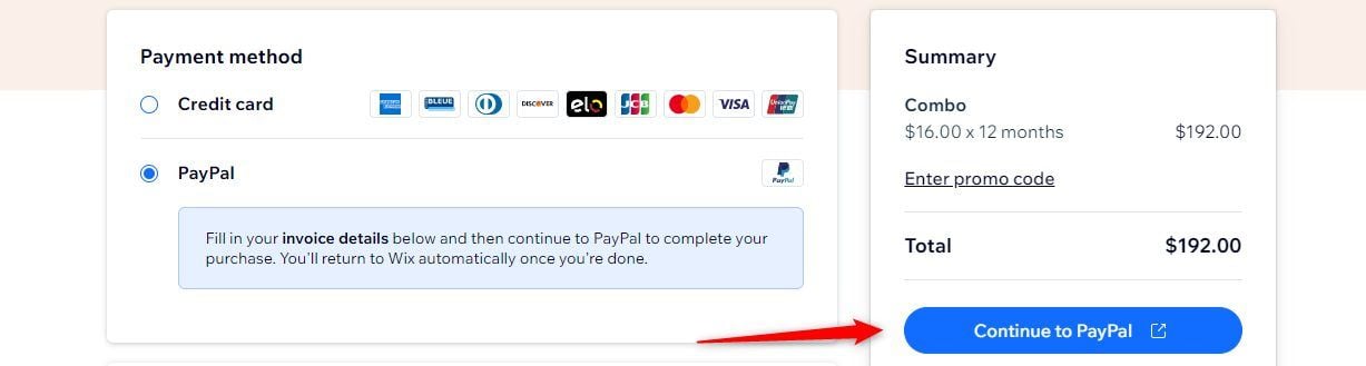 Wix PayPal