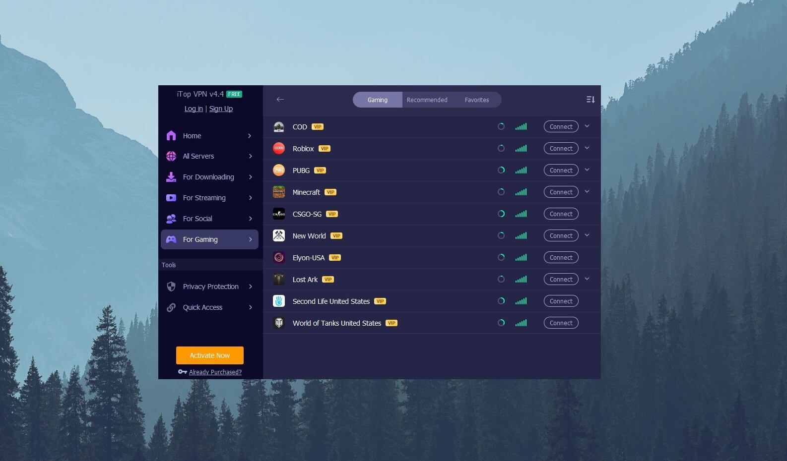 iTop VPN Gaming Servers