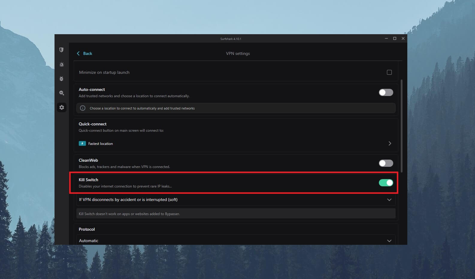 Surfshark Kill Switch Enabled