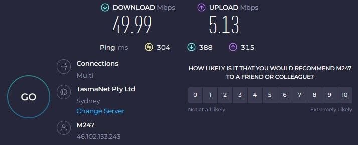 IVPN Australia Speed