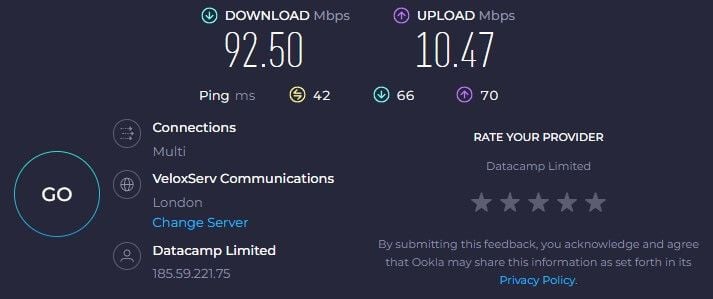 IVPN UK Speed