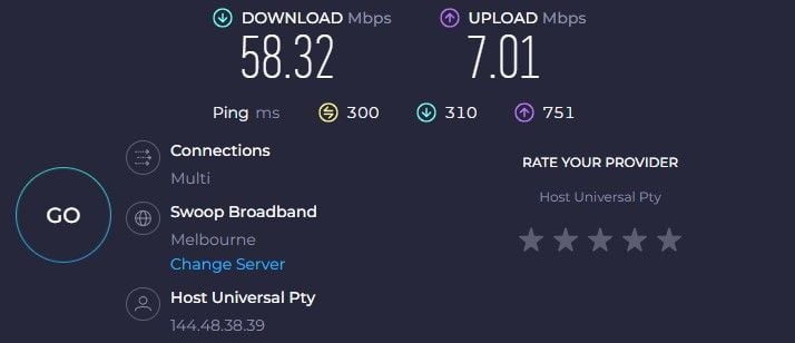 VeePN Australia Speed