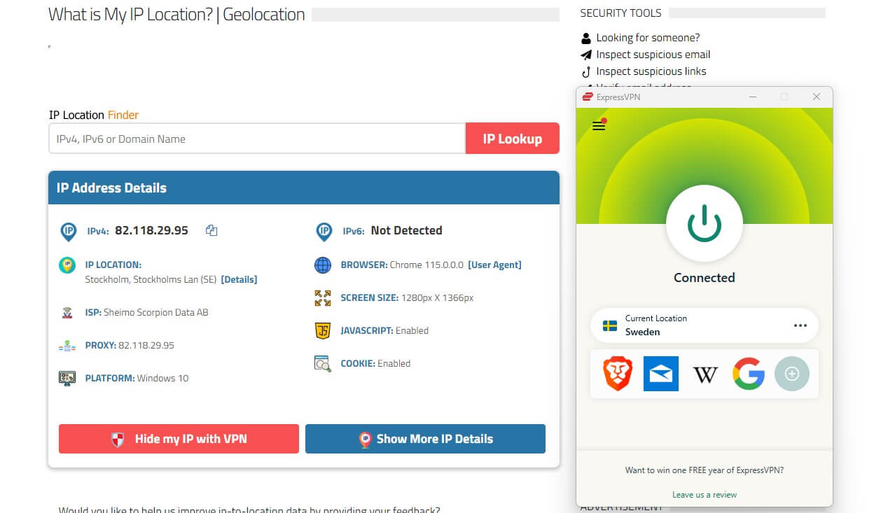 ExpressVPN Swedish IP Check