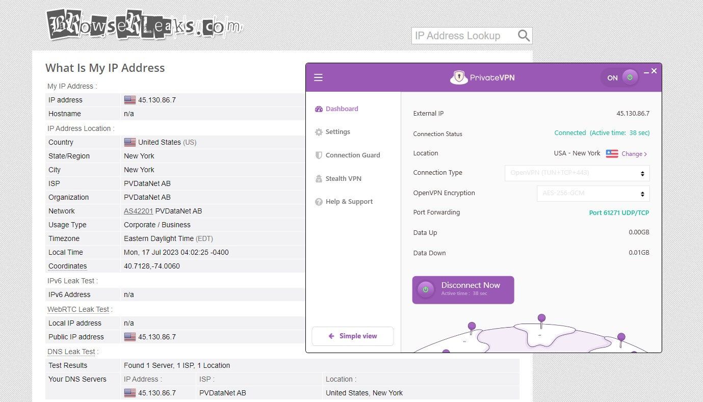 PrivateVPN IP Leak 2