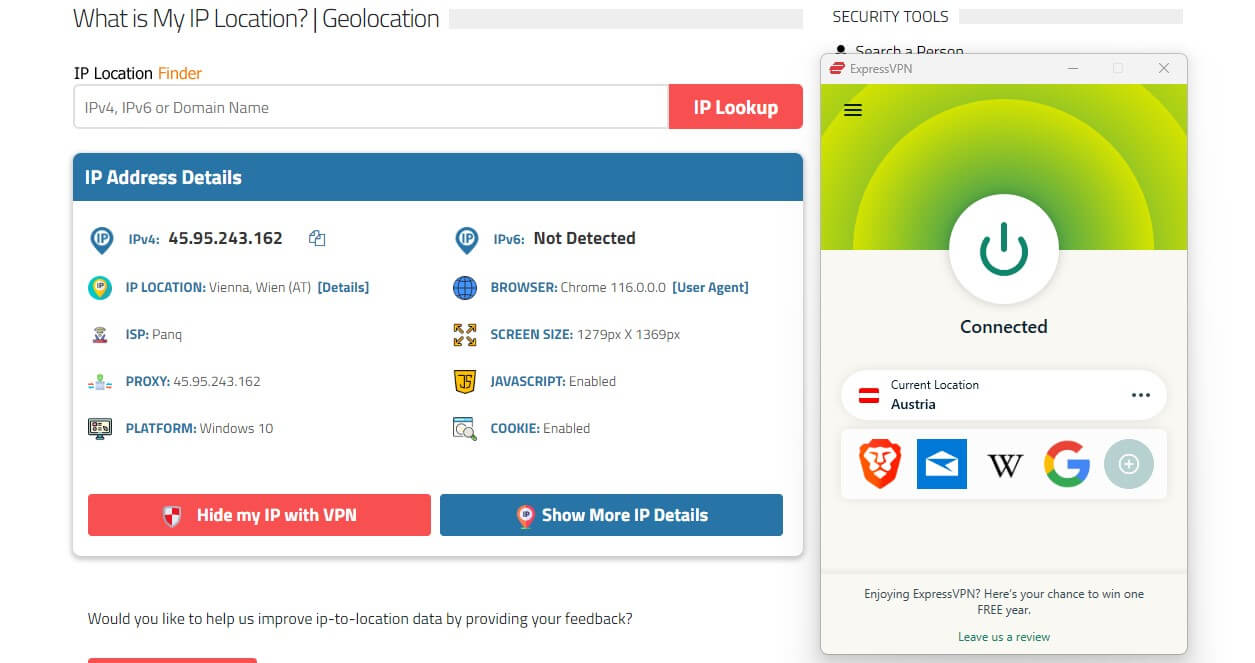 ExpressVPN Austrian IP Check