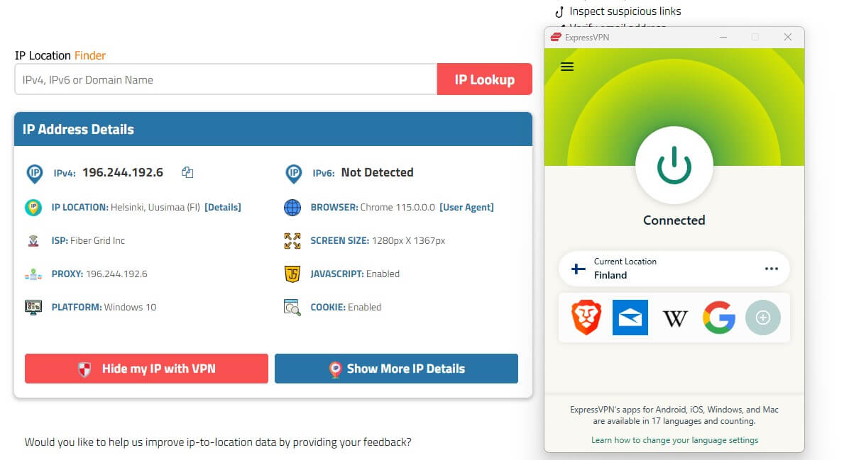 ExpressVPN Finnish IP Check
