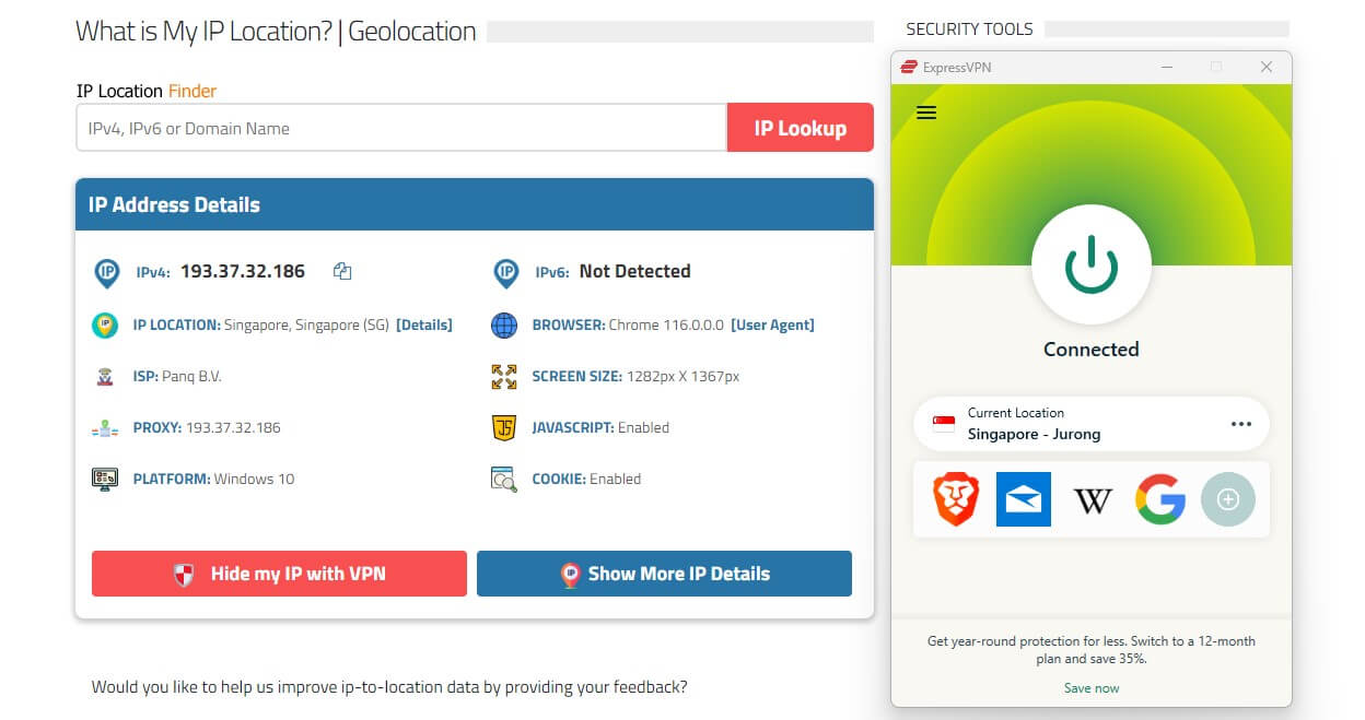 ExpressVPN Singapore IP Check
