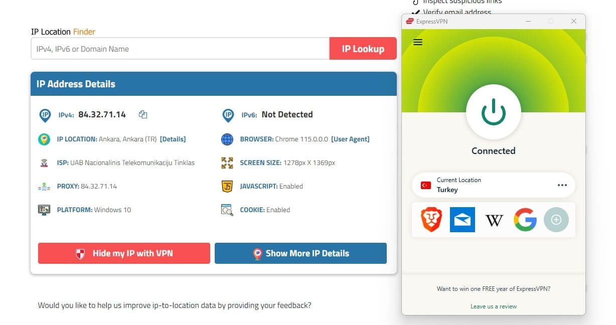 ExpressVPN Turkish IP Check