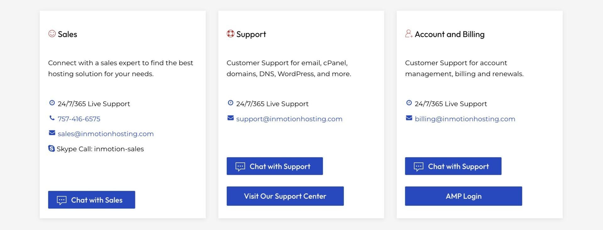 InMotion Hosting Support Options