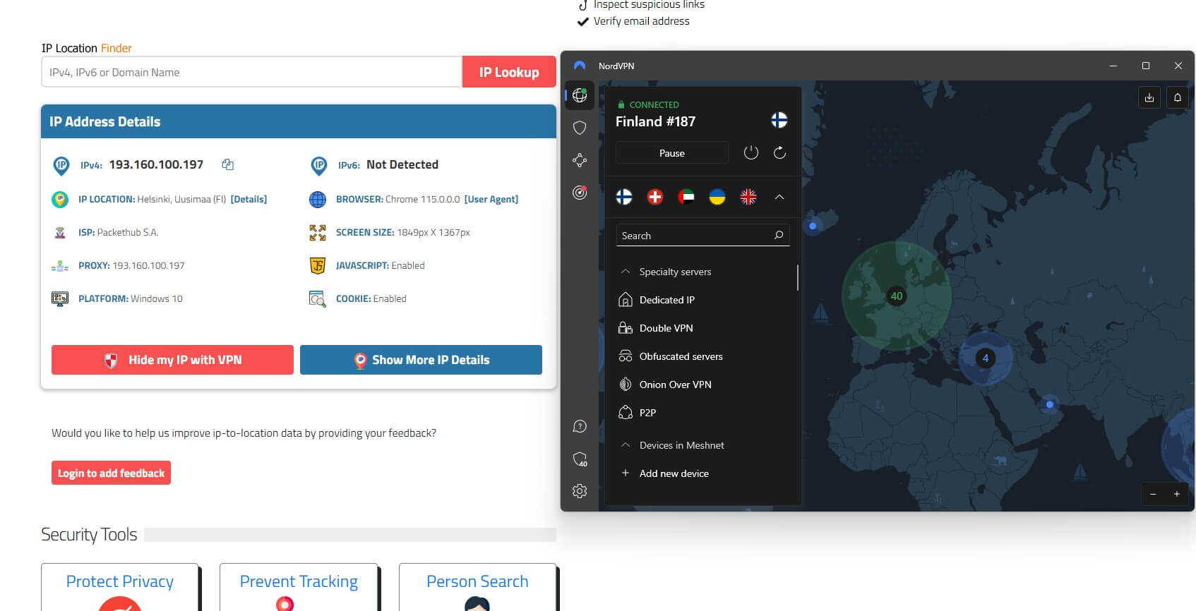 NordVPN Finnish IP Check