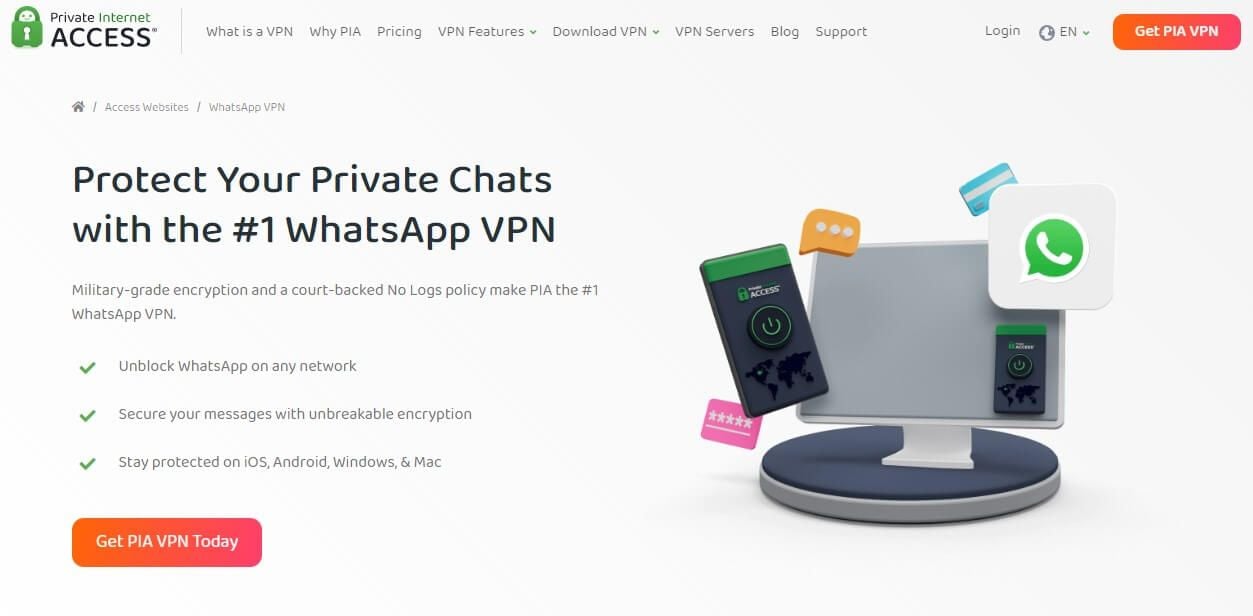 PIA VPN WhatsApp