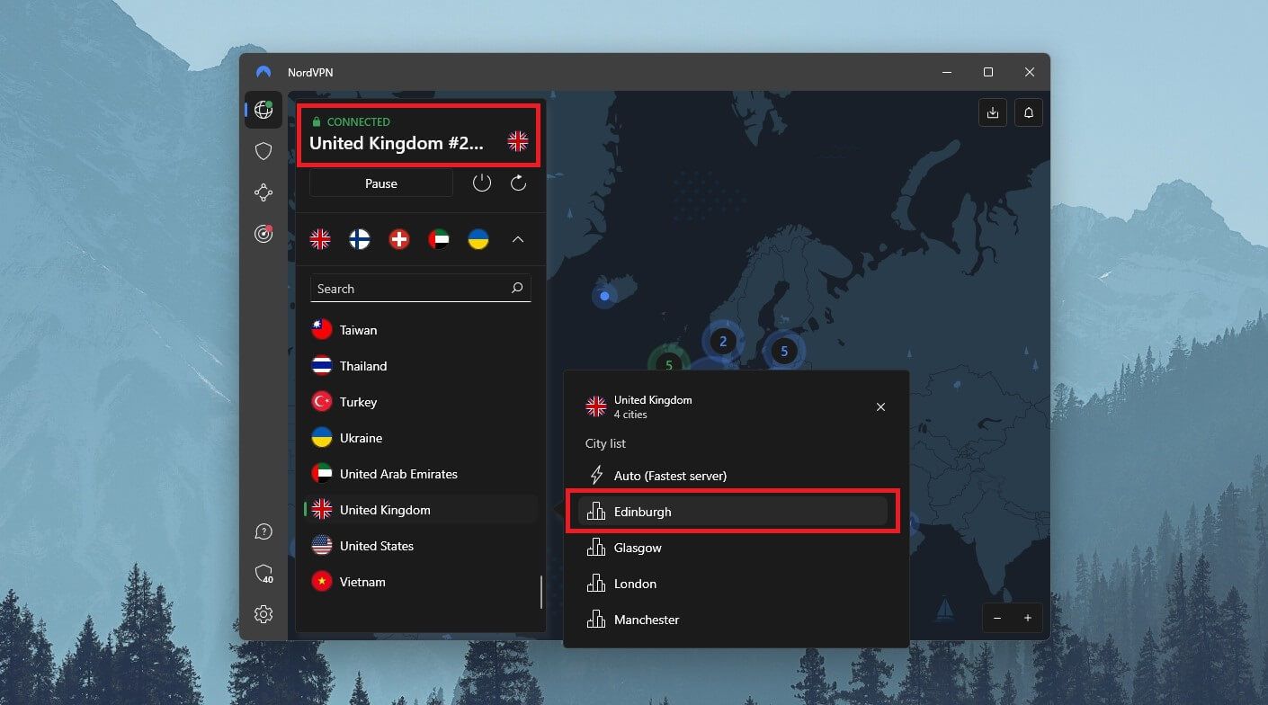 NordVPN Edinburgh Server