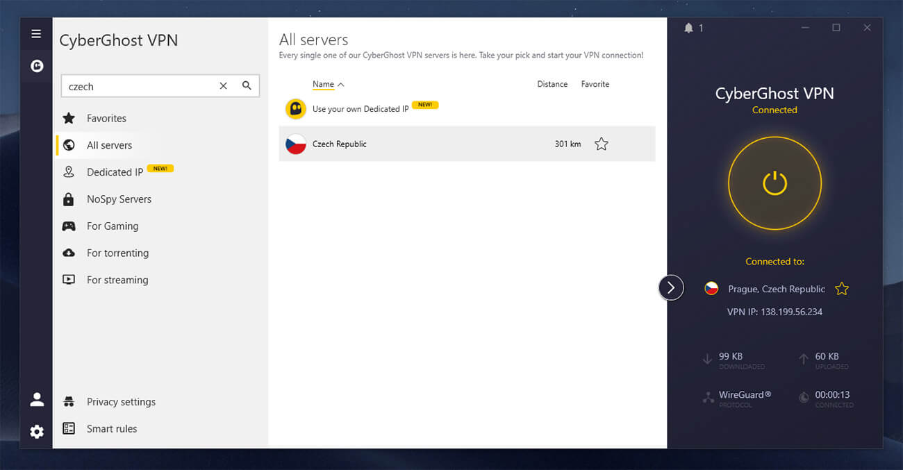 Czech Republic IP CyberGhost VPN