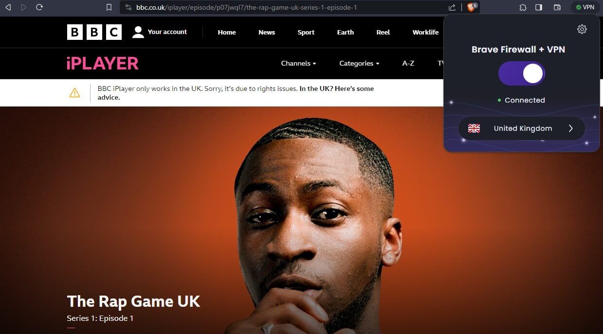 BBC iPlayer Brave VPN