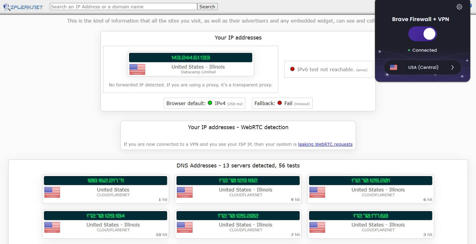 Brave VPN IP Leak 1