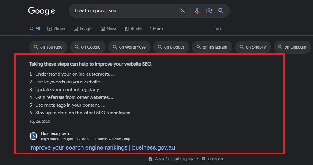 Featured Snippet Seo