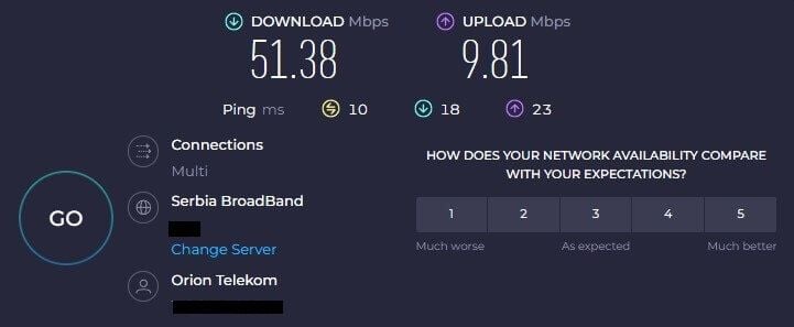 Native Internet Speed 50 Mbps