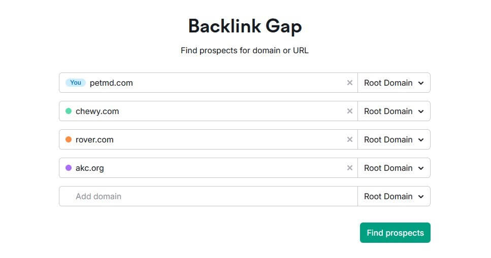 Backlink Gap Semrush