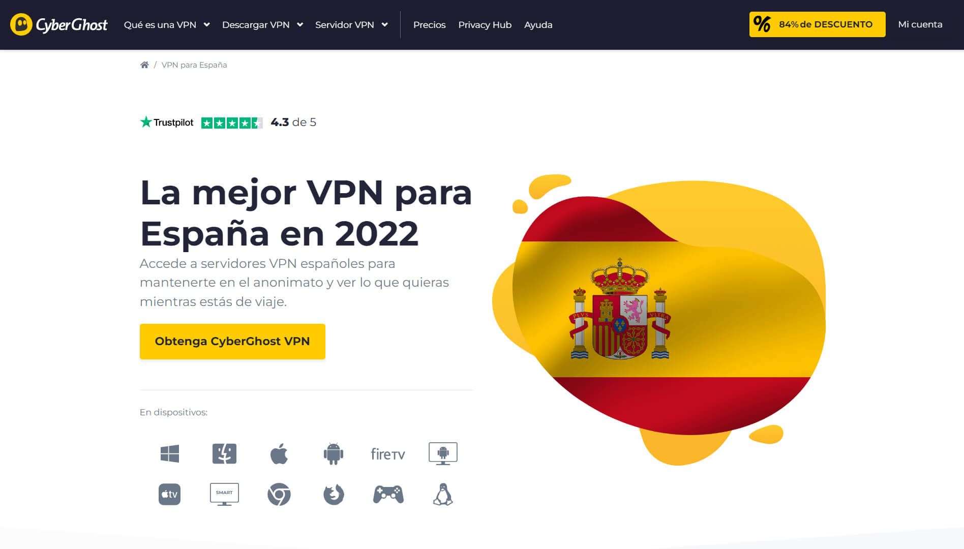 Usar VPN en España CyberGhost