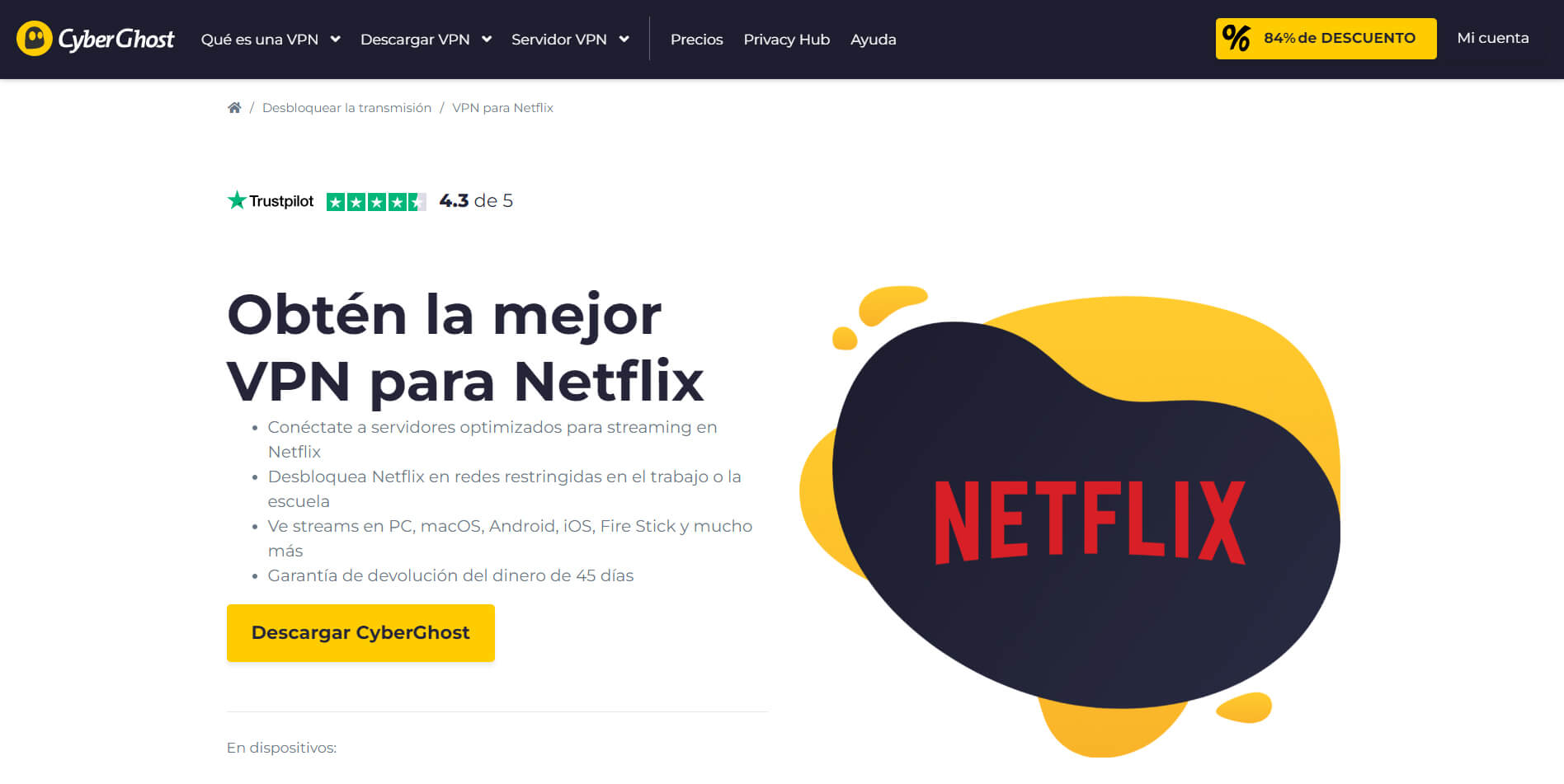 CyberGhost para Netflix