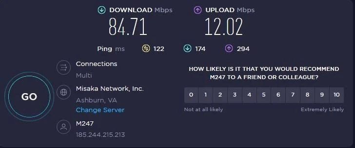 ExpressVPN velocidad Estados Unidos