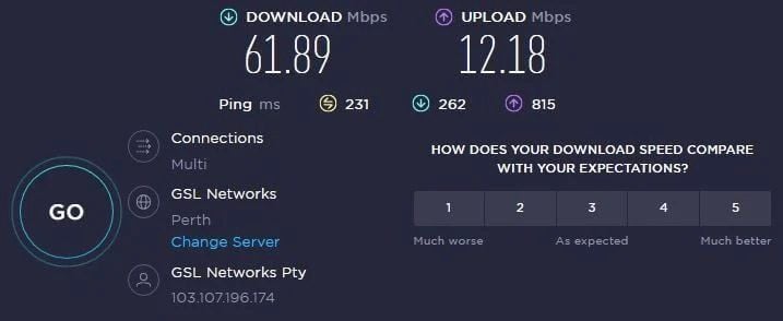 NordVPN Velocidad Australia