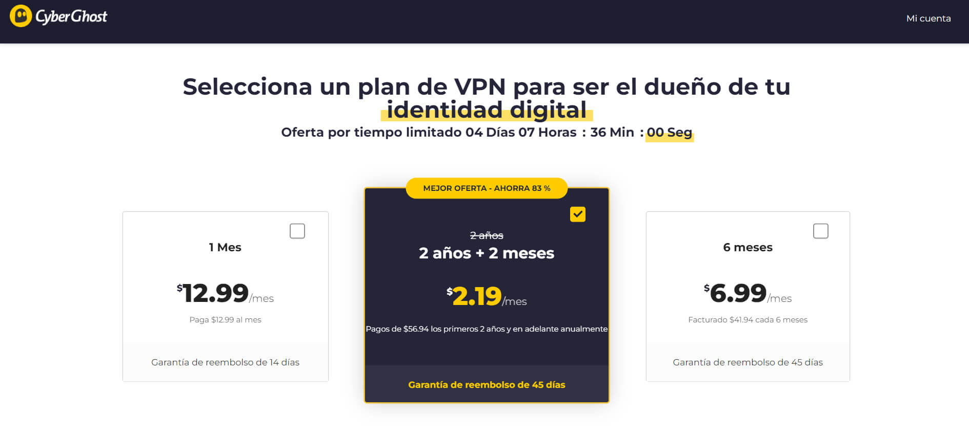 Precios de CyberGhost