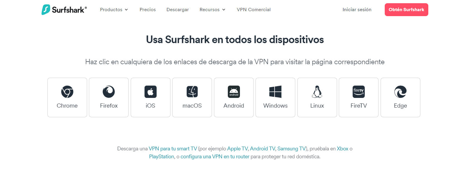 Dispositivos Surfshark