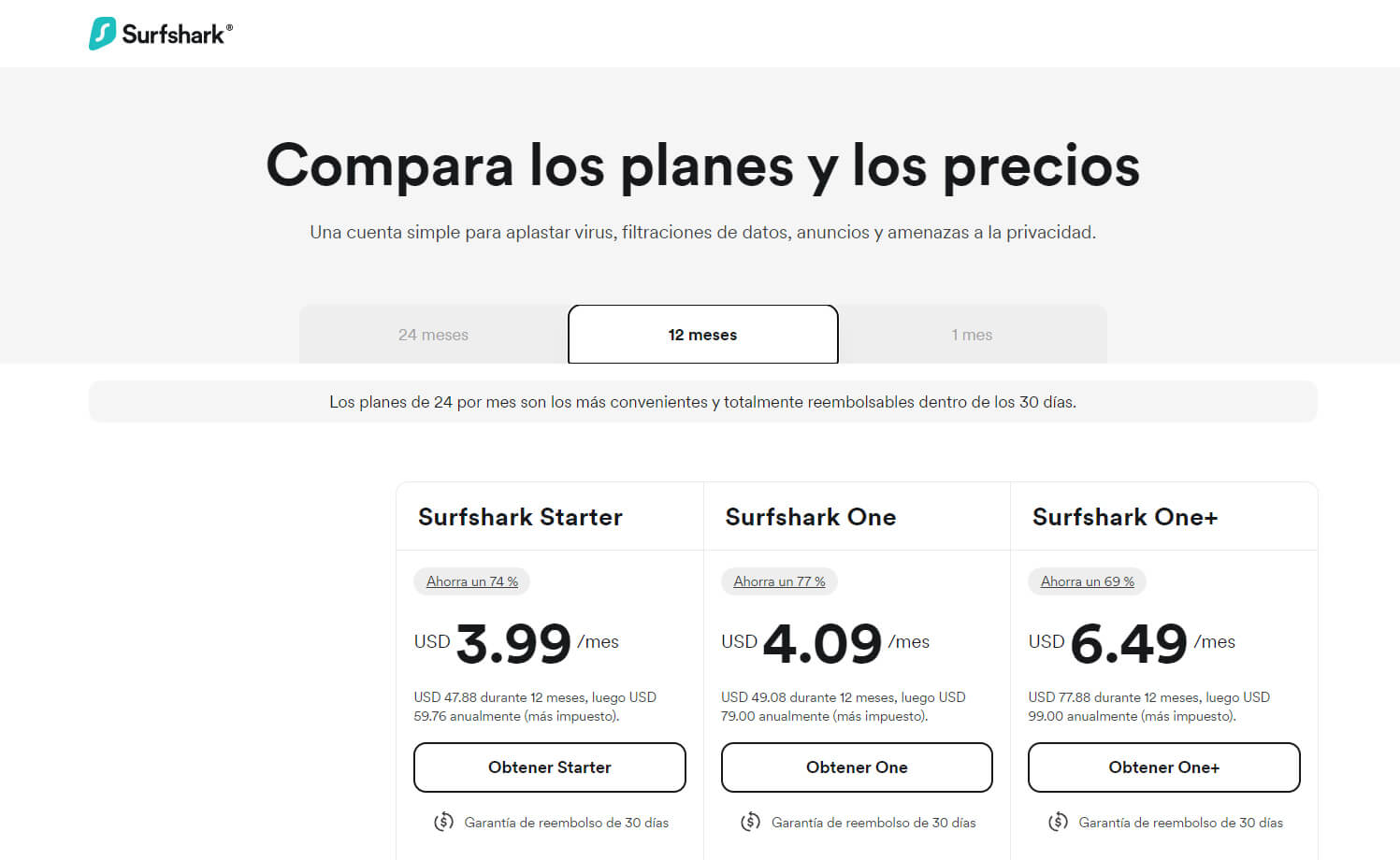 Surfshark Precios Plan Anual