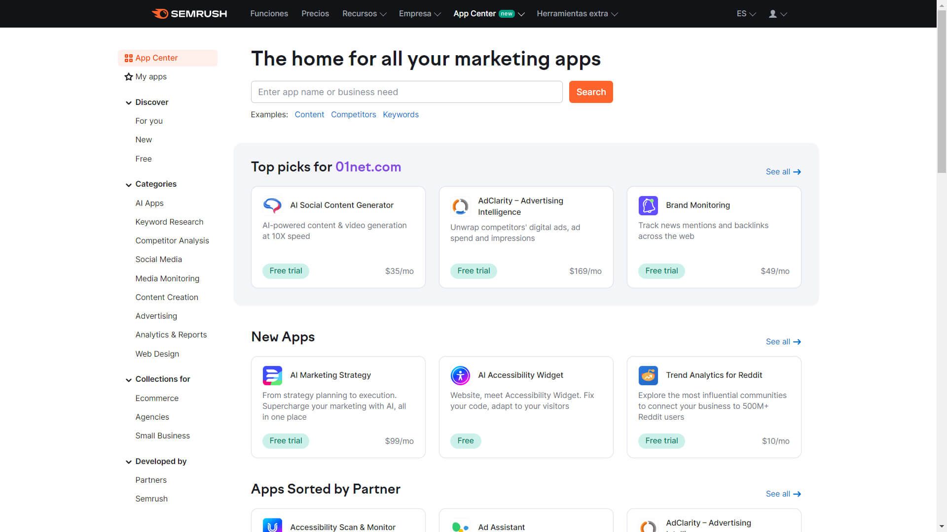 App Center Semrush