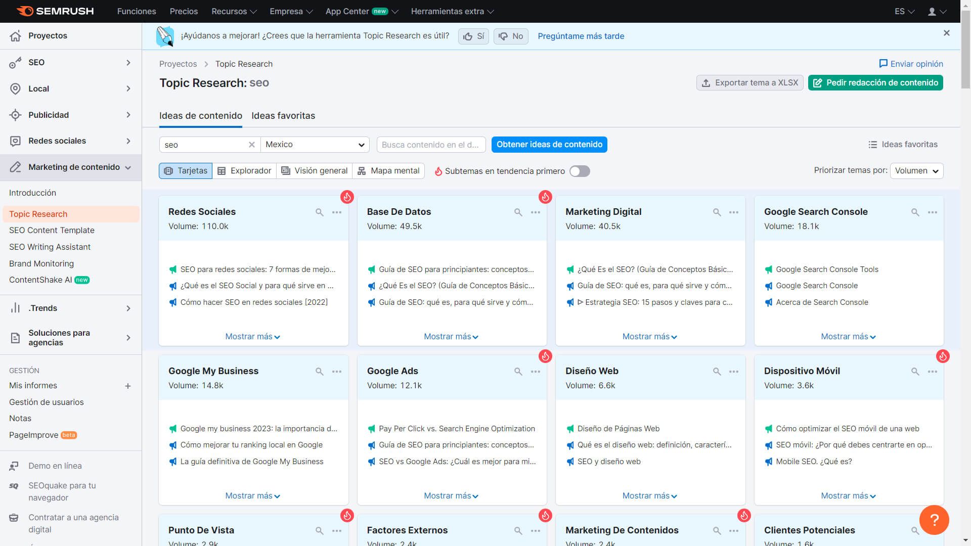 Semrush Topic Research