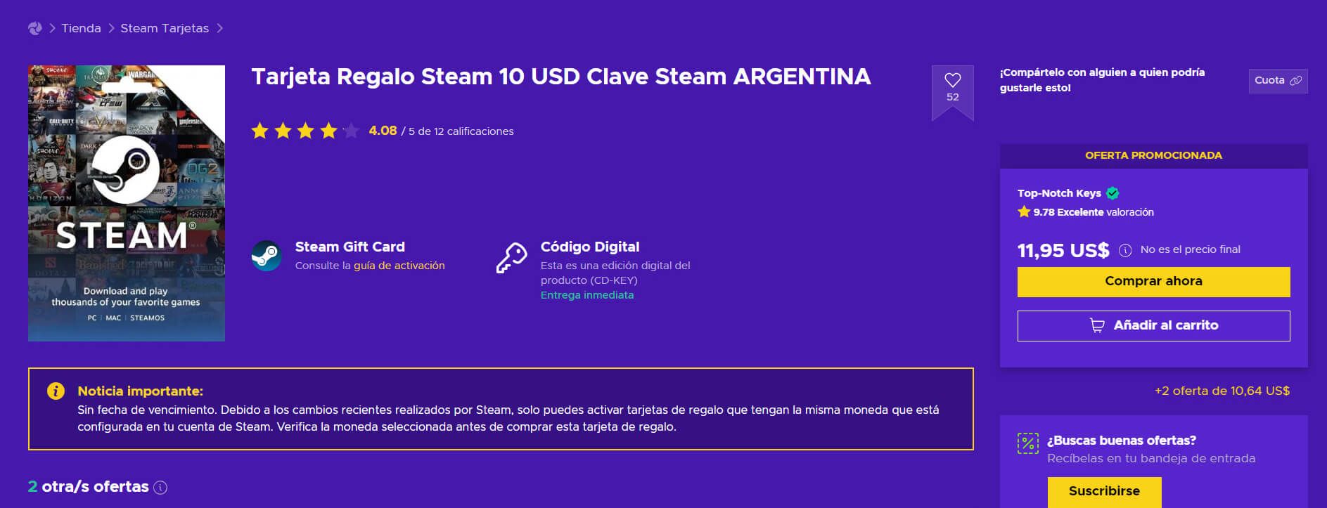 Tarjeta De Regalo Steam Eneba