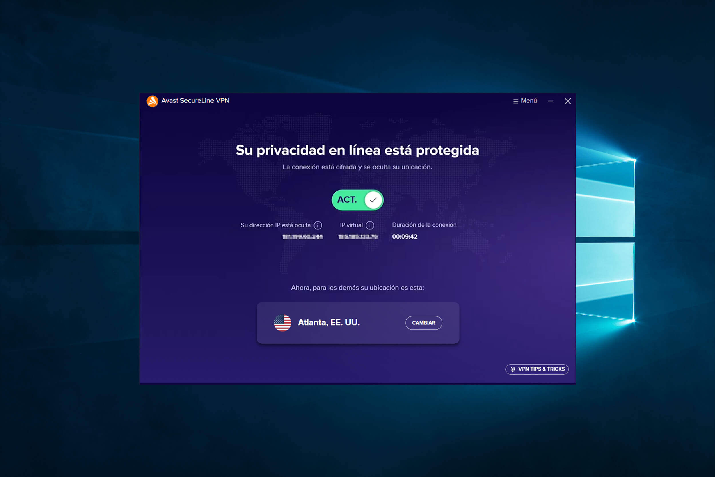 App Avast Secureline Vpn Conectada