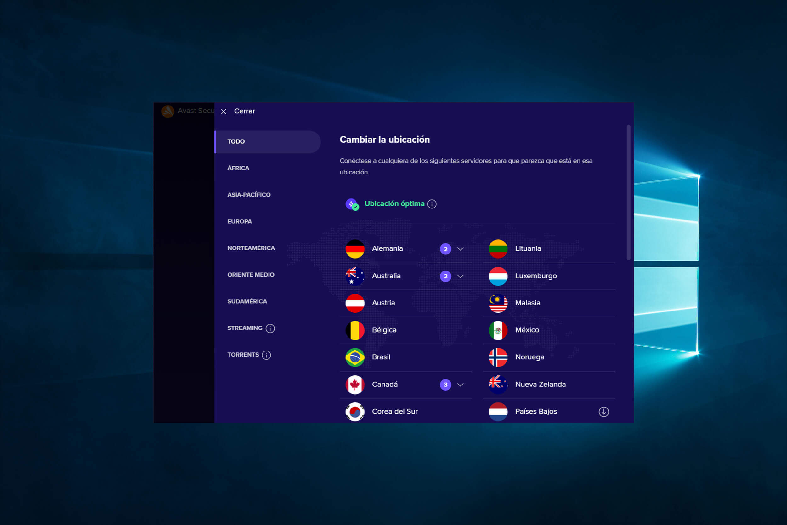 App Avast Secureline Vpn Ubicaciones Servidores