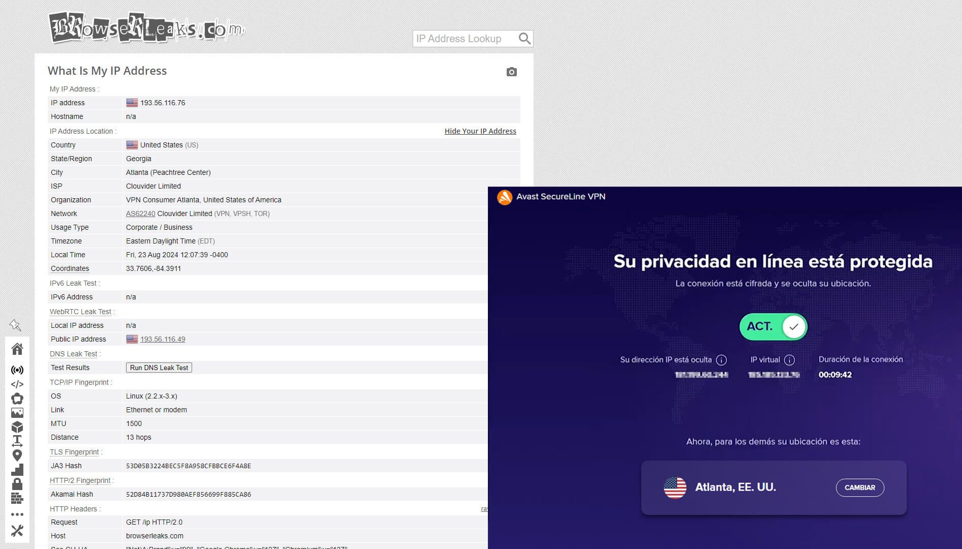 Browserleaks Prueba Fuga Ip Avast Secureline Vpn