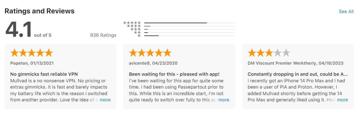 Reseñas Usuarios Mullvad Vpn Ios Apple Store