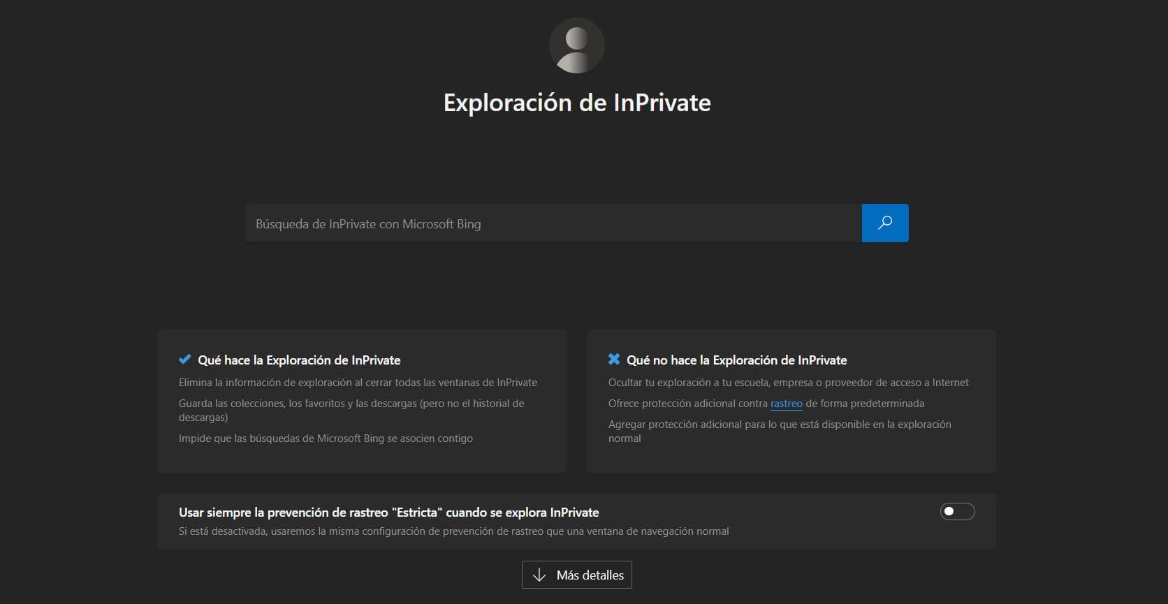 Navegador Incógnito Edge Inprivate