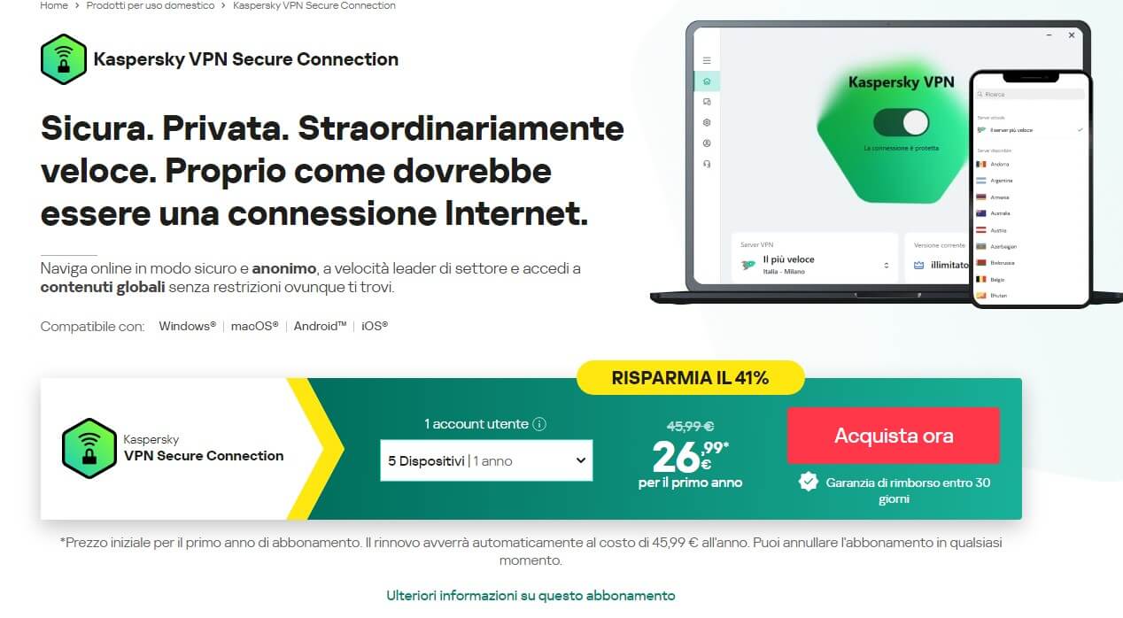 Kaspersky Vpn Prezzo