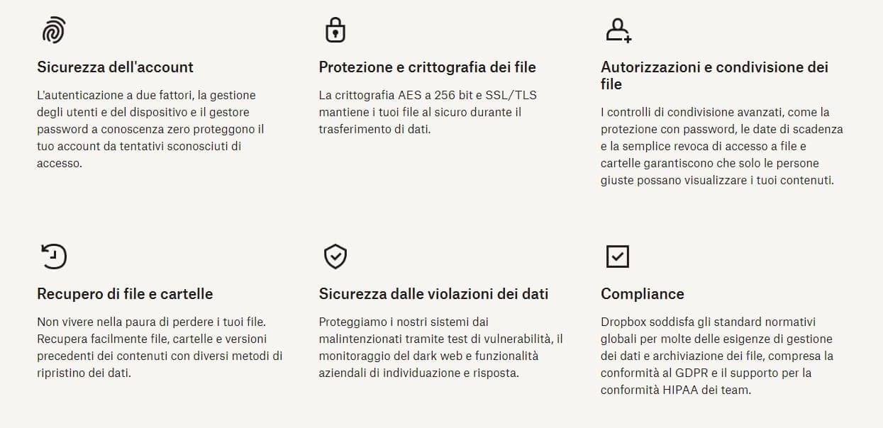 Dropbox Sicurezza