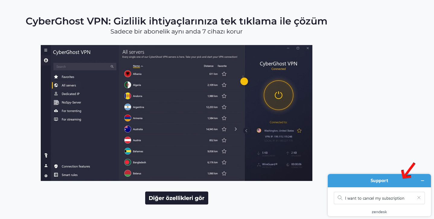 CyberGhost Üyelik İptal Etme Canlı Destek