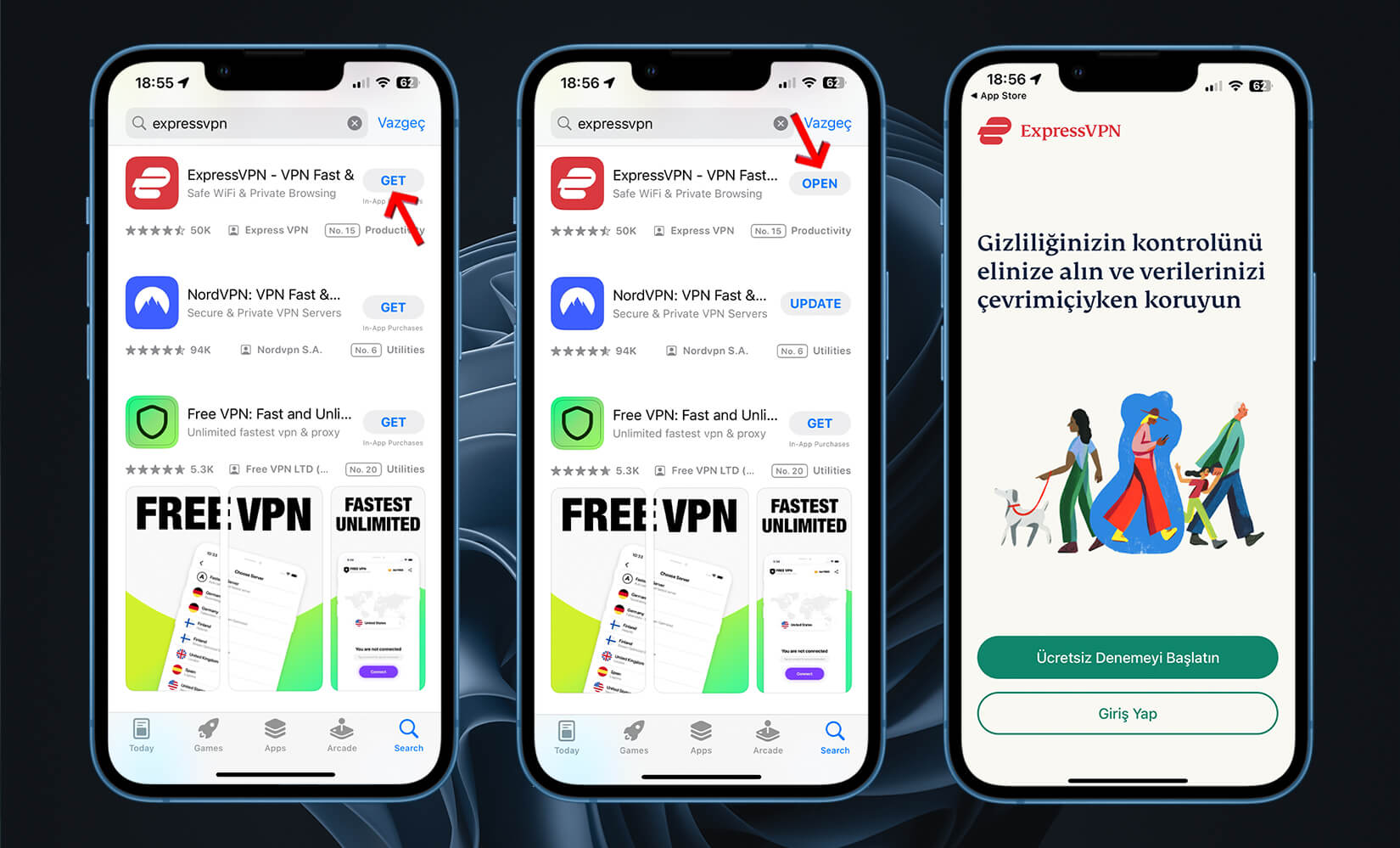 ExpressVPN iOS için kurulum