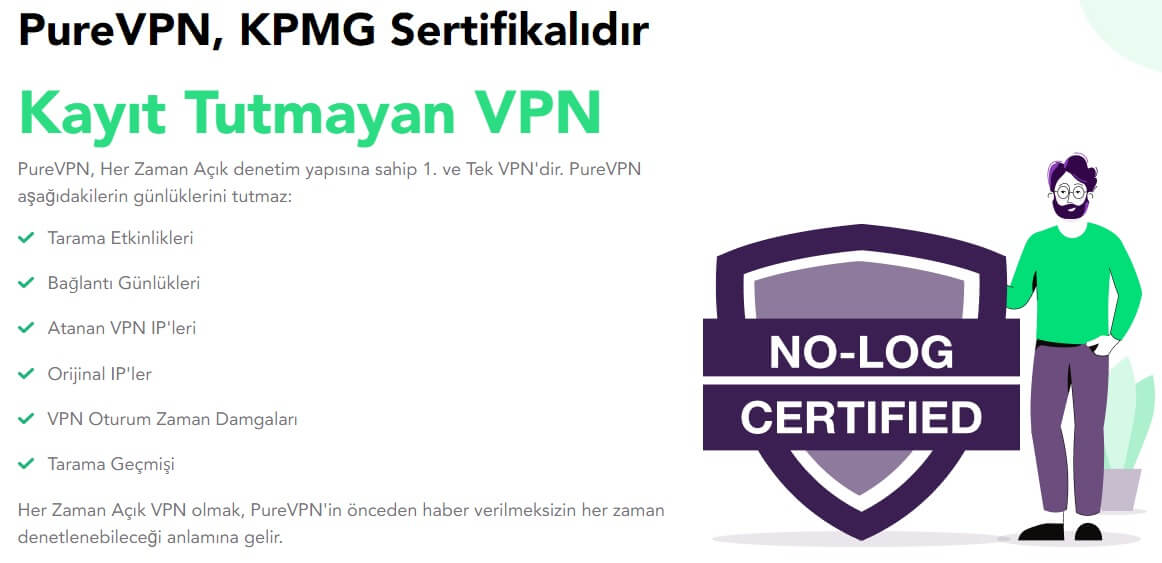 PureVPN kayıt tutmama politikası