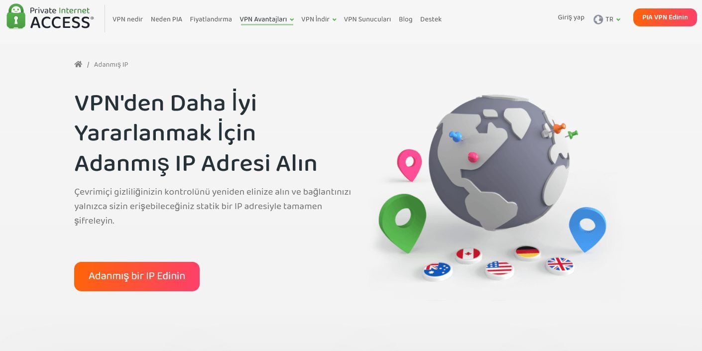 PIA VPN ayrılmış IP